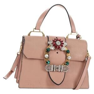 Miu Miu Mew Lady Hand Bag Leather 2way Pink Gold Auth 154917V